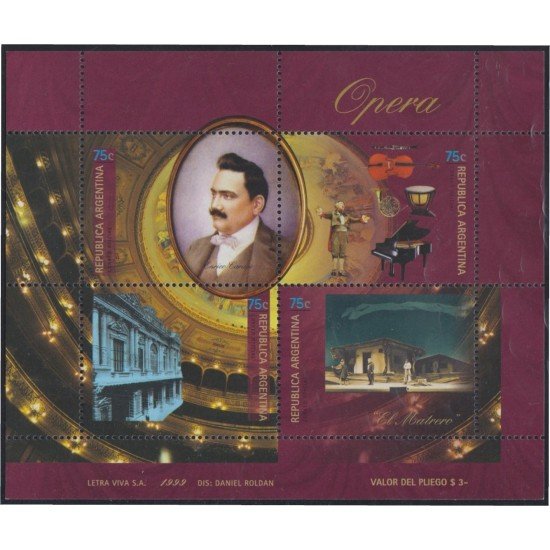 Argentina HB 65 1999 Ópera Italiano Enrico Caruso Instrumentos de Música MNH Argentina HB 65 1999 Ópera Italiano Enrico Caruso Instrumentos de Música MNH