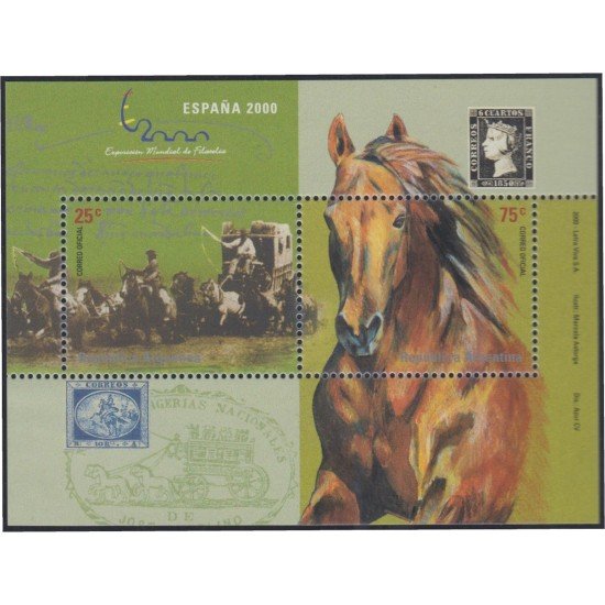Argentina HB 74 2000 Exposición Filatélica Internacional en Madrid Caballos MNH Argentina HB 74 2000 Exposición Filatélica Internacional en Madrid Caballos MNH