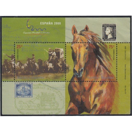 Argentina HB 74 2000 Exposición Filatélica Internacional en Madrid Caballos usado Argentina HB 74 2000 Exposición Filatélica Internacional en Madrid Caballos usado