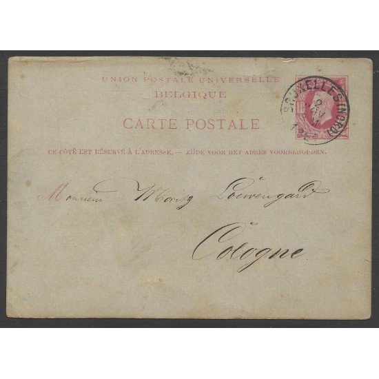 Bégica Postal de Bruselas a Colonia 1881 Bégica Postal de Bruselas a Colonia 1881