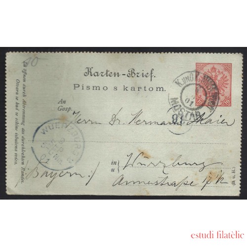 Yugoslavia Postal de Mostar a  Wuerzburg 1901