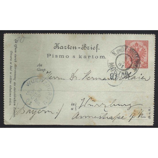 Yugoslavia Postal de Mostar a Wuerzburg 1901 Yugoslavia Postal de Mostar a Wuerzburg 1901