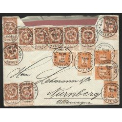Bélgica Carta de Amberes a Nuremberg 1914 Bélgica Carta de Amberes a Nuremberg 1914