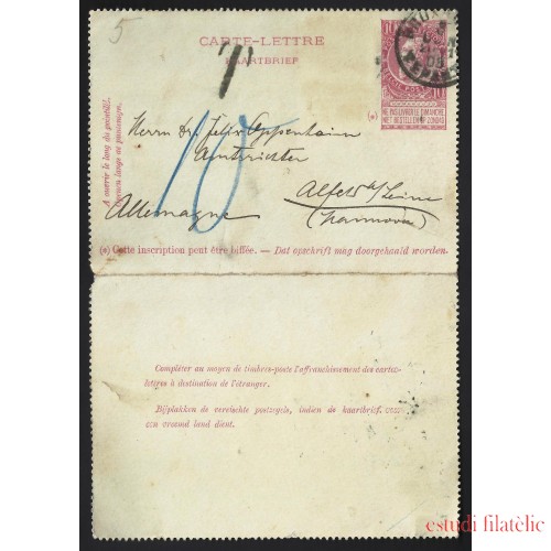 Bélgica Carta de Bruselas a Alfeld / Leine (Hannover) Alemania 1903