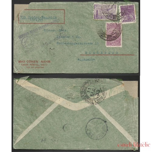 Brasil Carta de Rio de Janeiro a Nuremberg 1933 (Zeppelin)