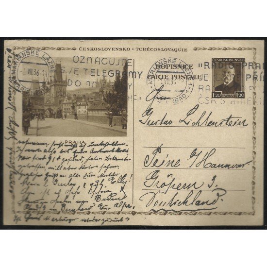 Checoslovaquia Postal de Mariánské Lázně a Peine (Alemania) 1919 Checoslovaquia Postal de Mariánské Lázně a Peine (Alemania) 1919