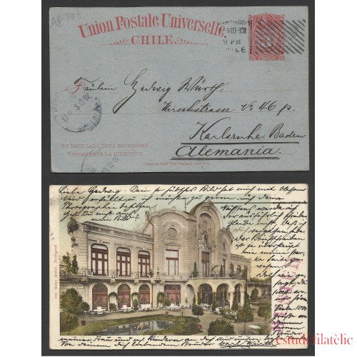Chile Postal de Santiago de Chile a Karlsruhe 1912  UPU