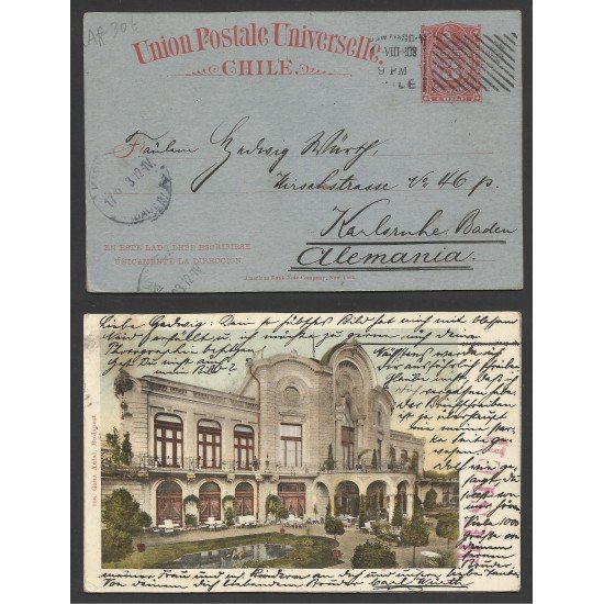 Chile Postal de Santiago de Chile a Karlsruhe 1912 UPU Chile Postal de Santiago de Chile a Karlsruhe 1912 UPU