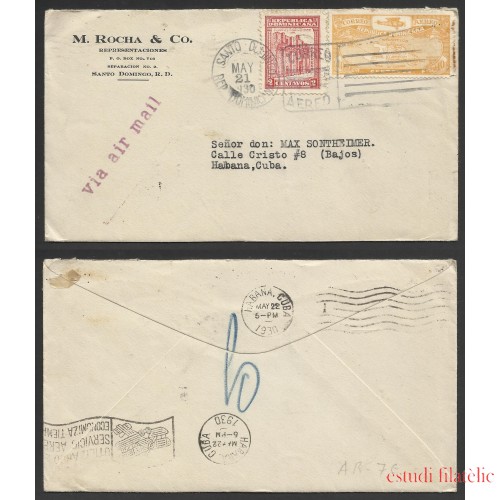 Rep. Dominicana Carta de Santo Domingo a La Habana 1930