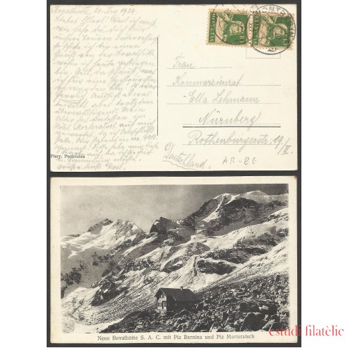 Suiza Postal de Bovalhütte  a Nuremberg 1924