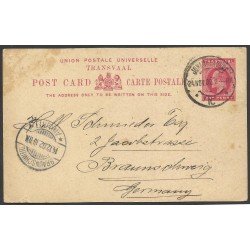 Transvaal Postal de Johanesburgo a Braunschweig 1902 Transvaal Postal de Johanesburgo a Braunschweig 1902