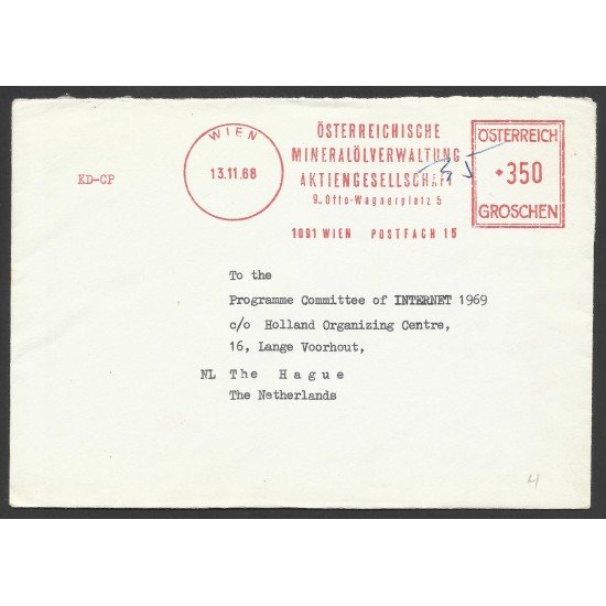Austria Carta de Viena a La Haya 1968 (Mineralogia) Austria Carta de Viena a La Haya 1968 (Mineralogia)