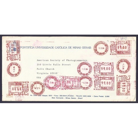 Brasil Carta de la Universidad Pontificia de Minas de Gerais a Falls Church 1984 Brasil Carta de la Universidad Pontificia de Minas de Gerais a Falls Church 1984
