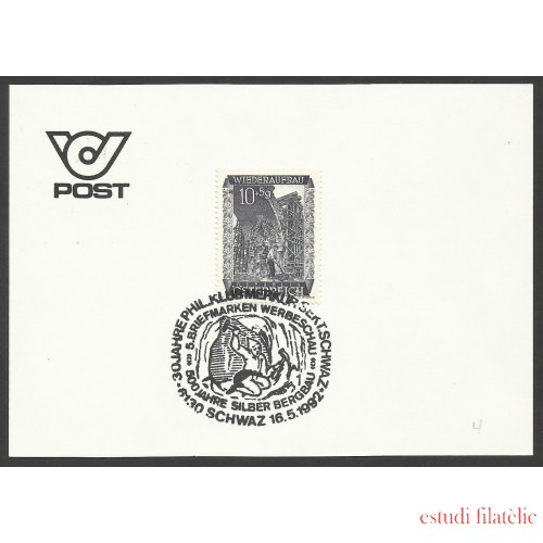 Austria Postal Matasello Primer Día del 500 Aniv.de las minas de Plata 1992