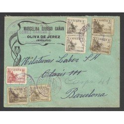 España Carta de Badajoz a Barcelona 1936 Marca Censura Oliva de la Frontera España Carta de Badajoz a Barcelona 1936 Marca Censura Oliva de la Frontera