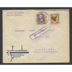 España Carta de Valencia a Barcelona 1939 Marca Censura Militar Valencia del Cid España Carta de Valencia a Barcelona 1939 Marca Censura Militar Valencia del Cid