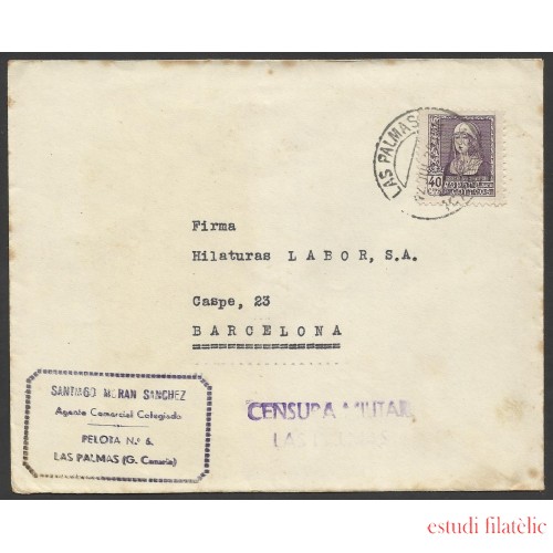 España Carta de Las Palmas de Gran Canaria a Barcelona 1939 