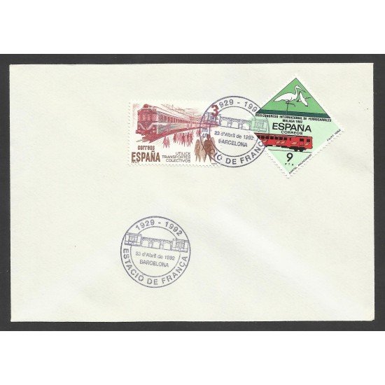 España Carta con Matasello Privado Estación de Francia 1992 España Carta con Matasello Privado Estación de Francia 1992