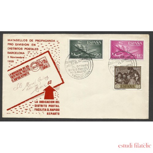 España Carta con Matasello Barcelona Conmemorativo 1959