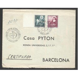 España Carta a Barcelona con Matasello Primer Día 1952 España Carta a Barcelona con Matasello Primer Día 1952
