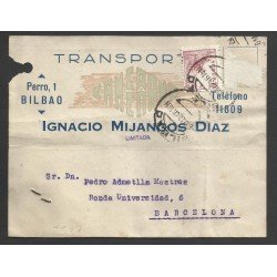 España Postal de Bilbao a Barcelona 1946 España Postal de Bilbao a Barcelona 1946