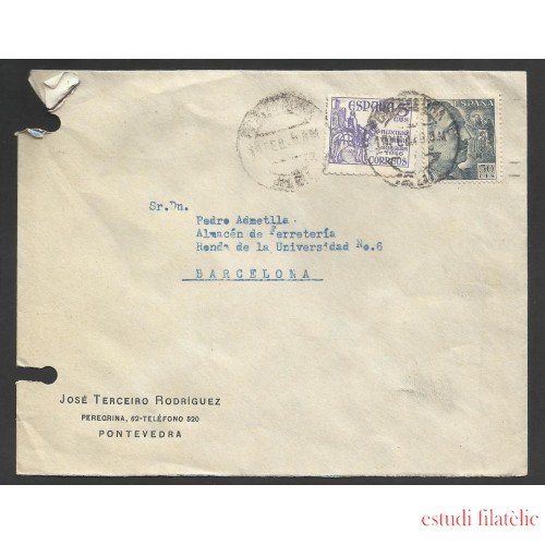 España Carta de Pontevedra a Barcelona 1949