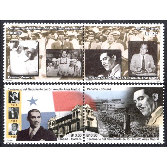 Panama 1218/21 2001 100° del Nacimiento del Dr. Arnulfo Arias Madrid MNH