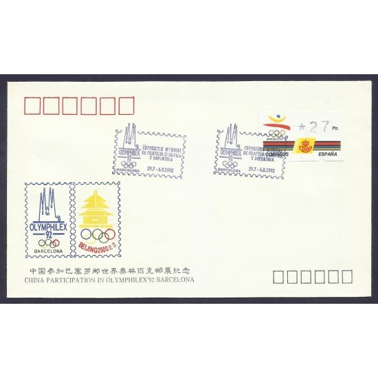 España Carta con Matasello Conmomerativo Olimphilex 1992 Atms España Carta con Matasello Conmomerativo Olimphilex 1992 Atms