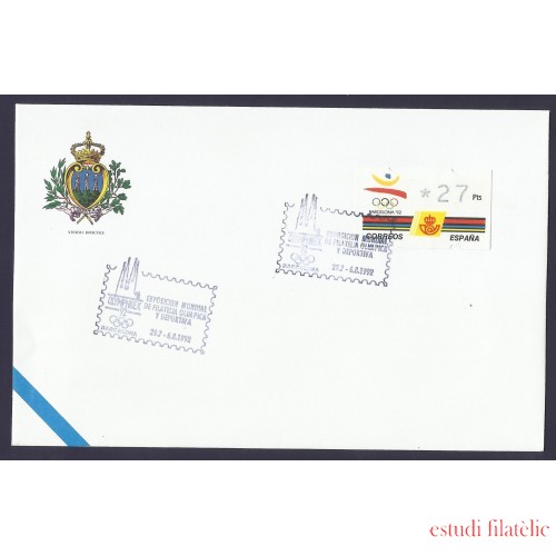 España Carta con Matasello Conmomerativo Expo Mundial 1992 Atms