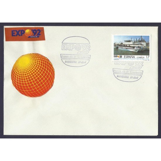 España Sobre y Matasello Primer Día Expo Sevilla 1992 España Sobre y Matasello Primer Día Expo Sevilla 1992