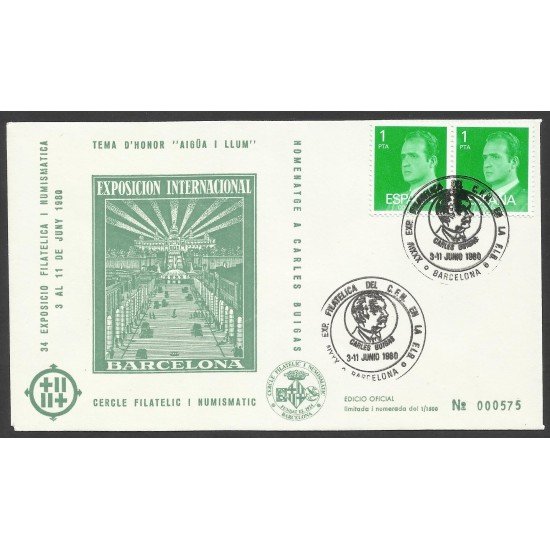 España Sobre y Matasello Homenaje a Carlos Buigas Barcelona 1980 España Sobre y Matasello Homenaje a Carlos Buigas Barcelona 1980