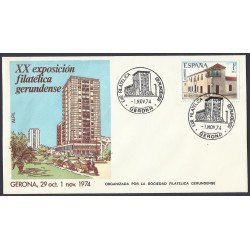 España Sobre y Matasello XX Exposición Filatélica Gerundense 1974 España Sobre y Matasello XX Exposición Filatélica Gerundense 1974