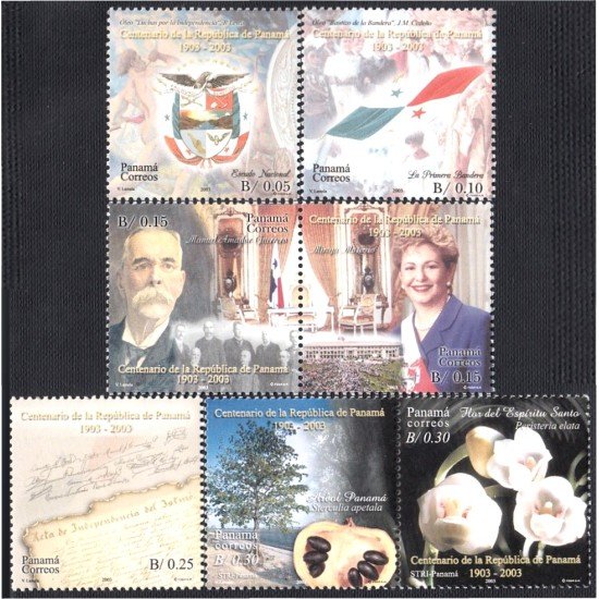 Panama 1232/38 2003 100° de la República de Panama MNH