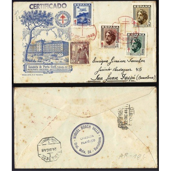 España Sobre y Matasello Pro tuberculosos 1948 España Sobre y Matasello Pro tuberculosos 1948