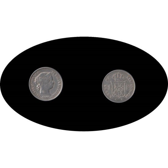Isabel II 1860 1 Real Barcelona plata Isabel II 1860 1 Real Barcelona plata
