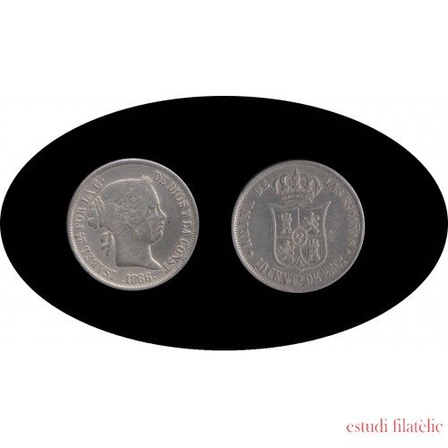 Isabel II 1866 40 céntimos de escudo 1866 Madrid plata