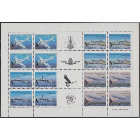 Argentina A- 154/57 1990 50º Aniversario de LADE avión airplane MNH Argentina A- 154/57 1990 50º Aniversario de LADE avión airplane MNH