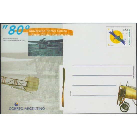 Argentina Tarjeta Aéreo Oficial Internacional Aniversario I Correo Argentina Tarjeta Aéreo Oficial Internacional Aniversario I Correo