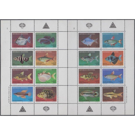 Argentina 1577/92 1987 Filatelia Argentina Peces de agua dulce MNH Argentina 1577/92 1987 Filatelia Argentina Peces de agua dulce MNH