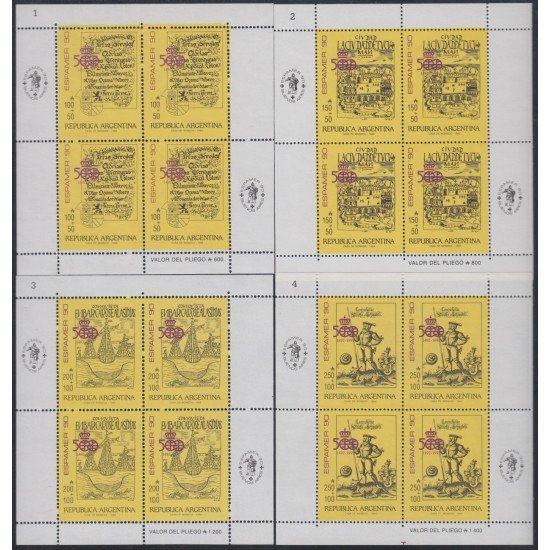 Argentina 1691/94 1989 Espamer 90 Exposición Filatélica Internacional MNH Argentina 1691/94 1989 Espamer 90 Exposición Filatélica Internacional MNH