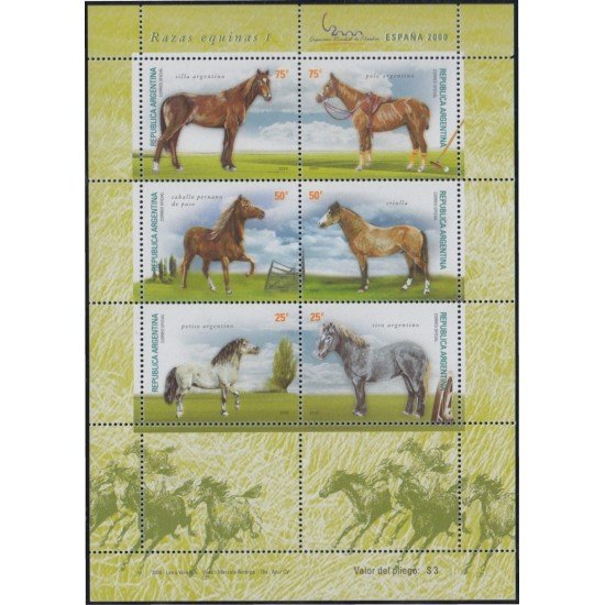 Argentina 2197/02 2000 Fauna Caballos Horses MNH Argentina 2197/02 2000 Fauna Caballos Horses MNH
