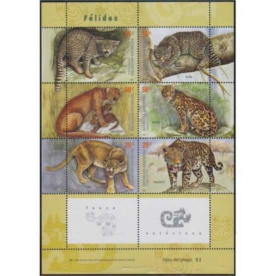 Argentina 2253/58 2001 Fauna Felinos MNH Argentina 2253/58 2001 Fauna Felinos MNH