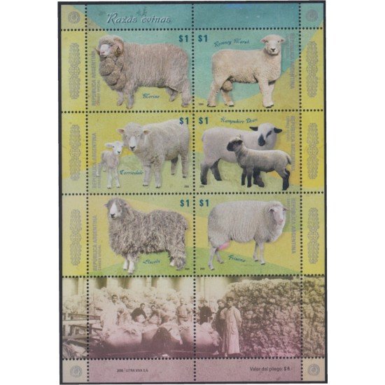 Argentina 2803/08 2009 Cría. Razas de ovejas MNH Argentina 2803/08 2009 Cría. Razas de ovejas MNH