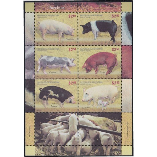 Argentina 2926/31 2011 Fauna diferentes razas porcinas MNH Argentina 2926/31 2011 Fauna diferentes razas porcinas MNH