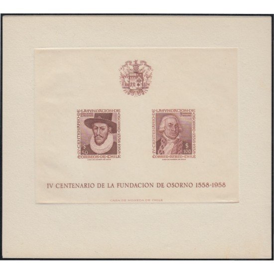 Chile HB 2 1958 IV Centenario de la Fundación de Osorno MNH
