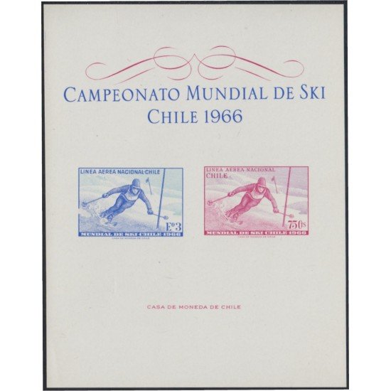 Chile HB 6 1966 Campeonato Mundial de Ski Chile 1966 MNH Chile HB 6 1966 Campeonato Mundial de Ski Chile 1966 MNH
