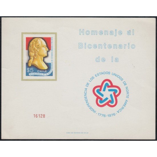 Chile HB 23 1976 Homenaje al Bicentenario de la Independencia de los EE.UU MNH