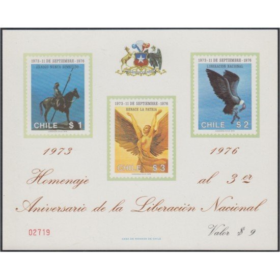 Chile HB 25 1976 Homenaje al 3º Aniversario de la Liberación Nacional MNH Chile HB 25 1976 Homenaje al 3º Aniversario de la Liberación Nacional MNH