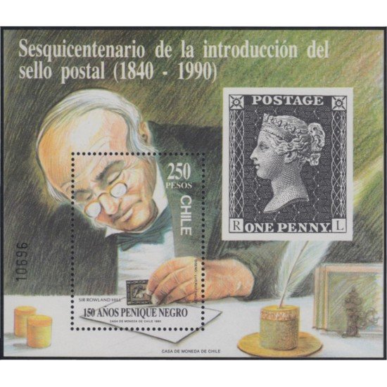 Chile HB 37 1990 150 Aniversario de la creación del 1º Timbre Postal MNH Chile HB 37 1990 150 Aniversario de la creación del 1º Timbre Postal MNH