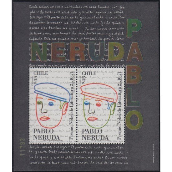 Chile HB 39A 1991 Pablo Neruda MNH Chile HB 39A 1991 Pablo Neruda MNH